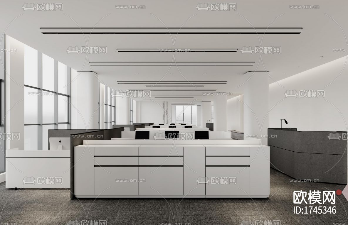 办公室cad施工图下载（渲染图9）