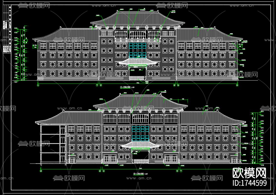 教学楼建筑cad施工图下载（渲染图1）