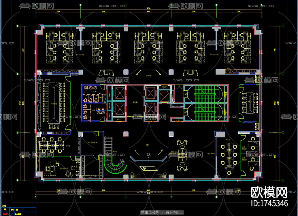 办公室cad施工图下载（渲染图2）
