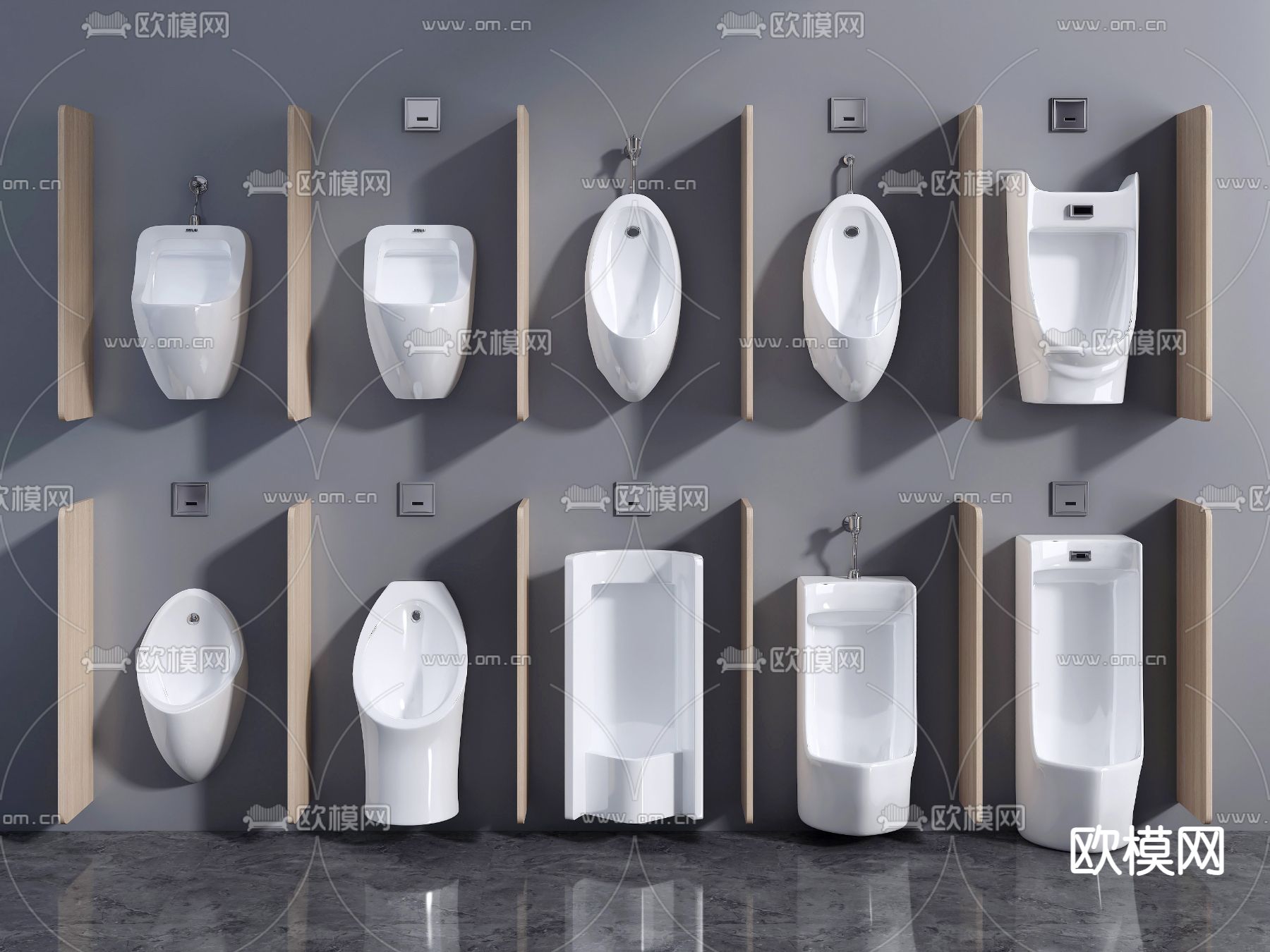 现代小便器小便斗su模型