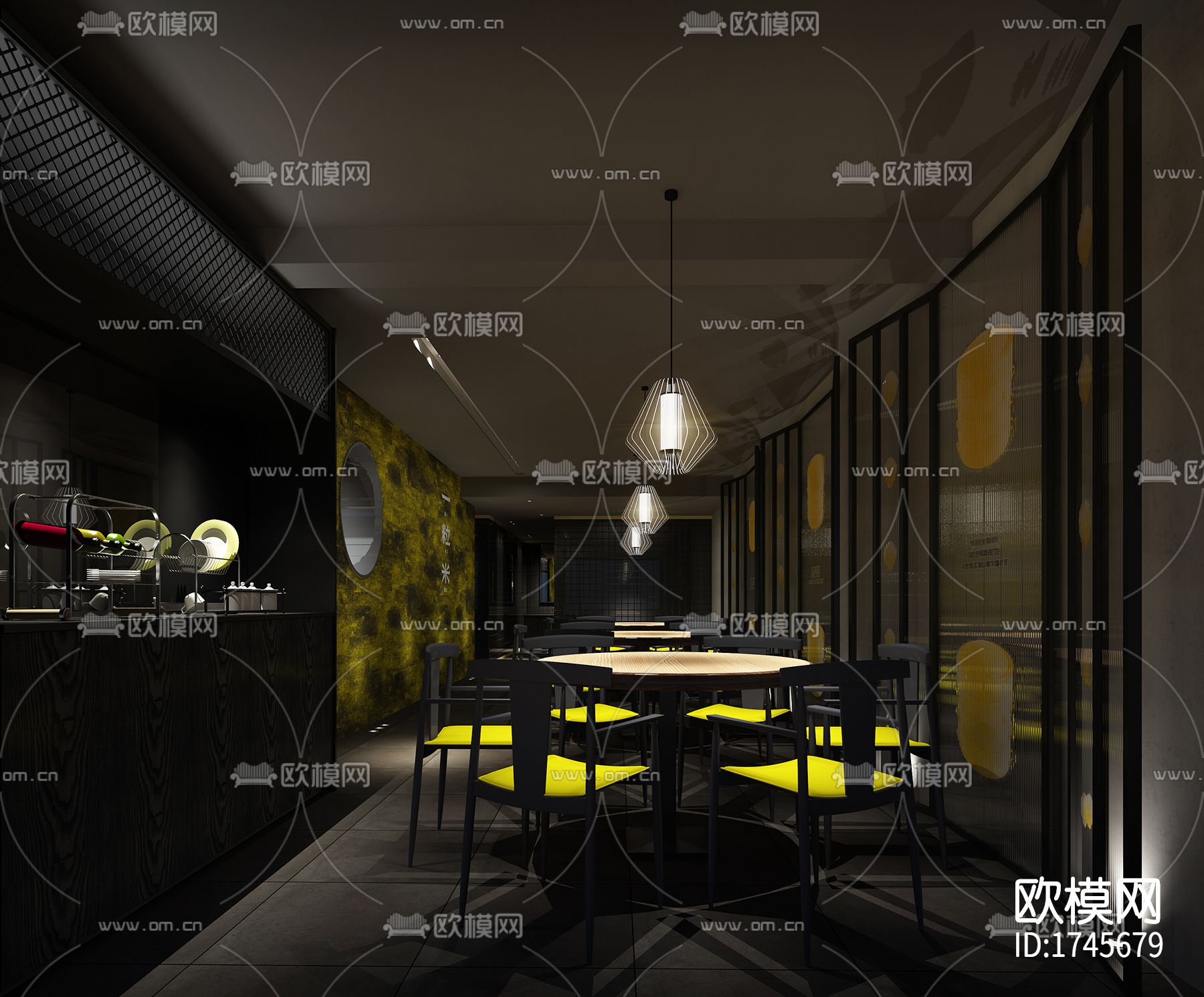 餐厅cad施工图下载（渲染图9）