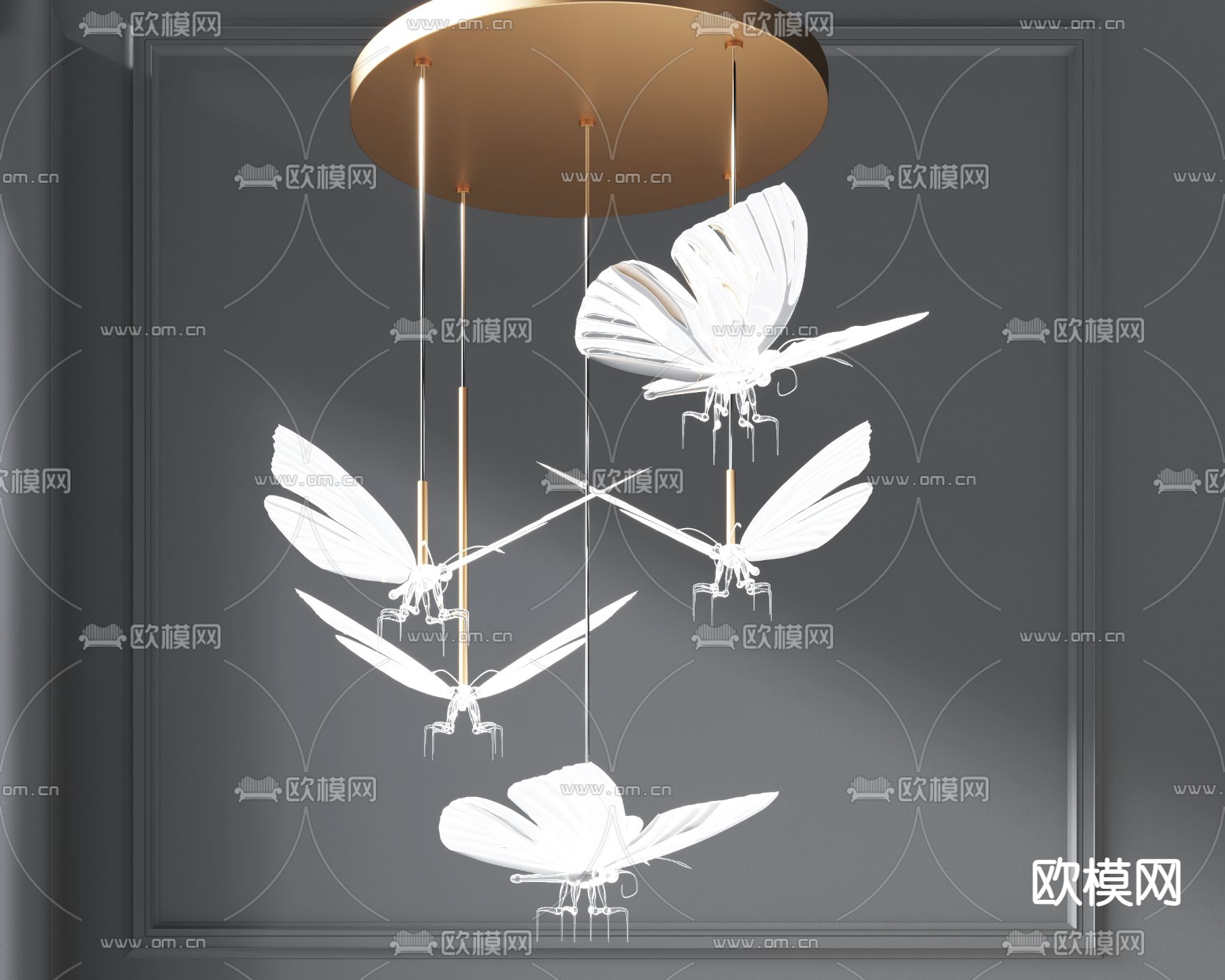 现代蝴蝶装饰灯3d模型