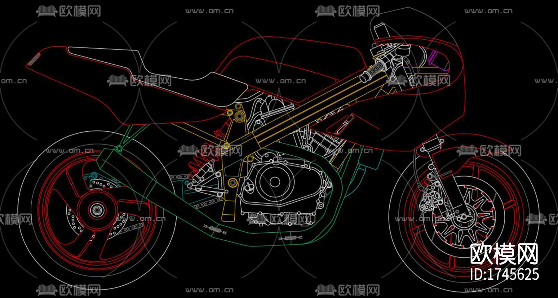 摩托车cad图库下载（渲染图2）