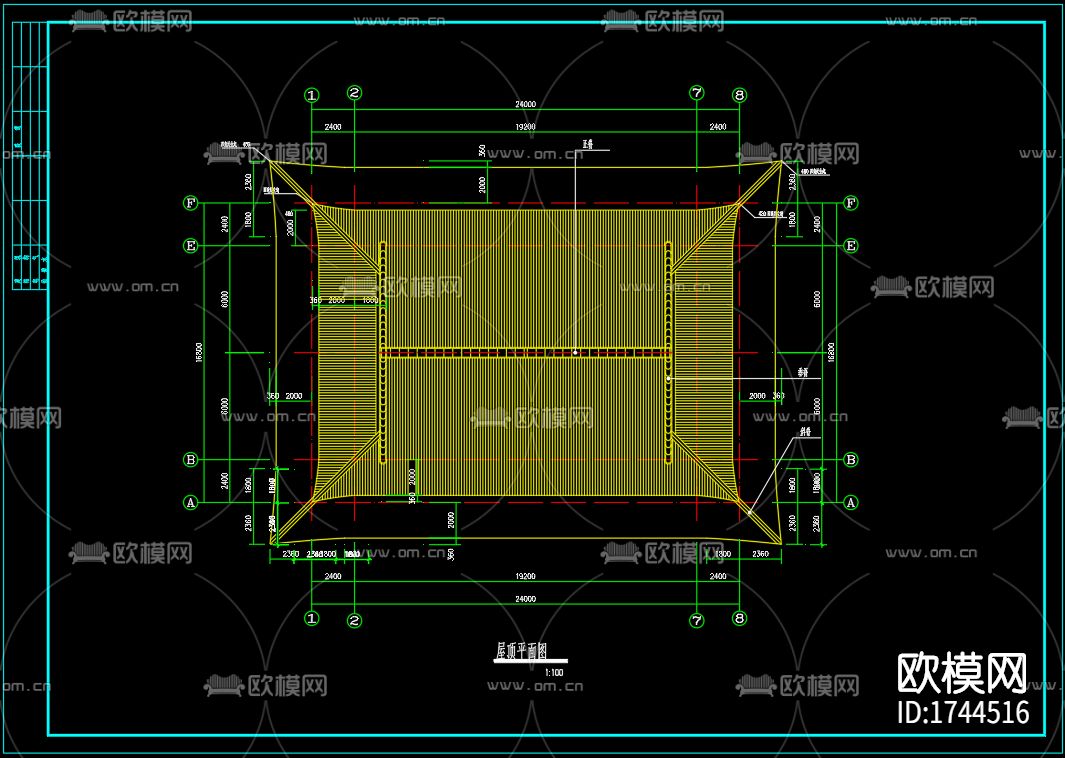 古殿建筑cad施工图下载（渲染图7）