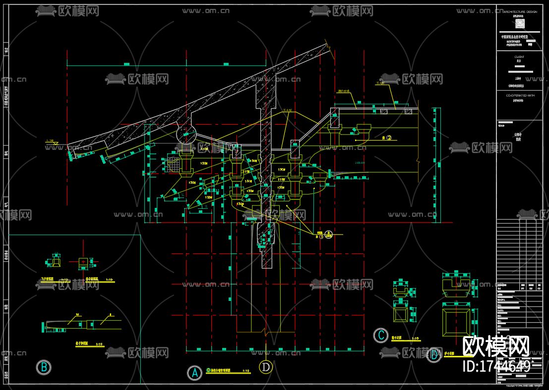 古建筑cad施工图下载（渲染图8）