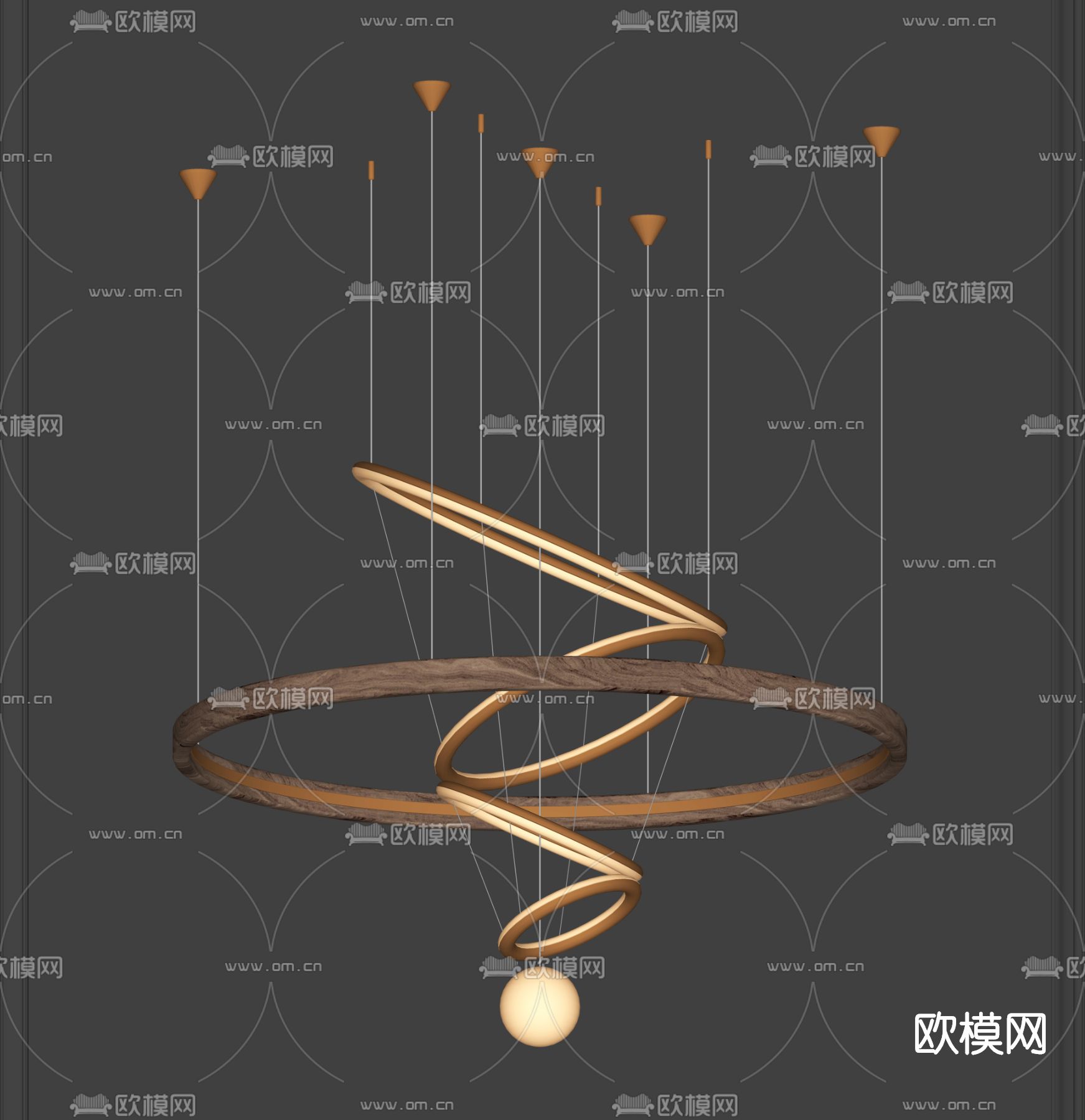 现代轻奢吊灯su模型下载（渲染图3）