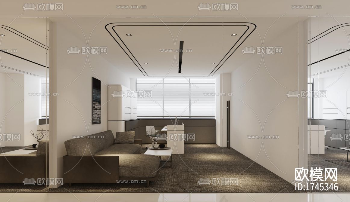 办公室cad施工图下载（渲染图4）