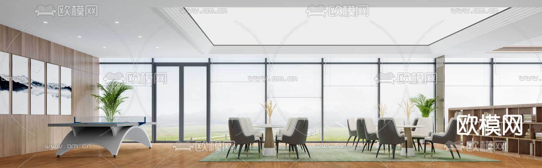 现代会议室休息室3d模型下载（渲染图2）