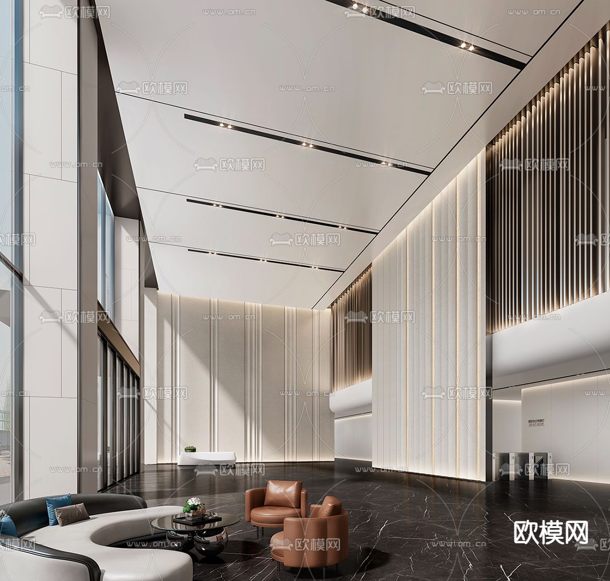 现代办公楼大堂3d模型下载_ID11598580_3dmax免费模型-欧模网
