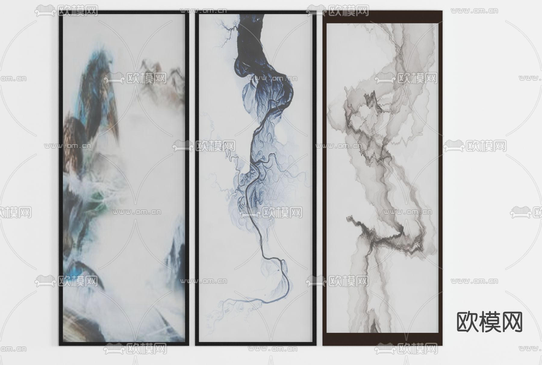 新中式屏风隔断免费3d模型下载