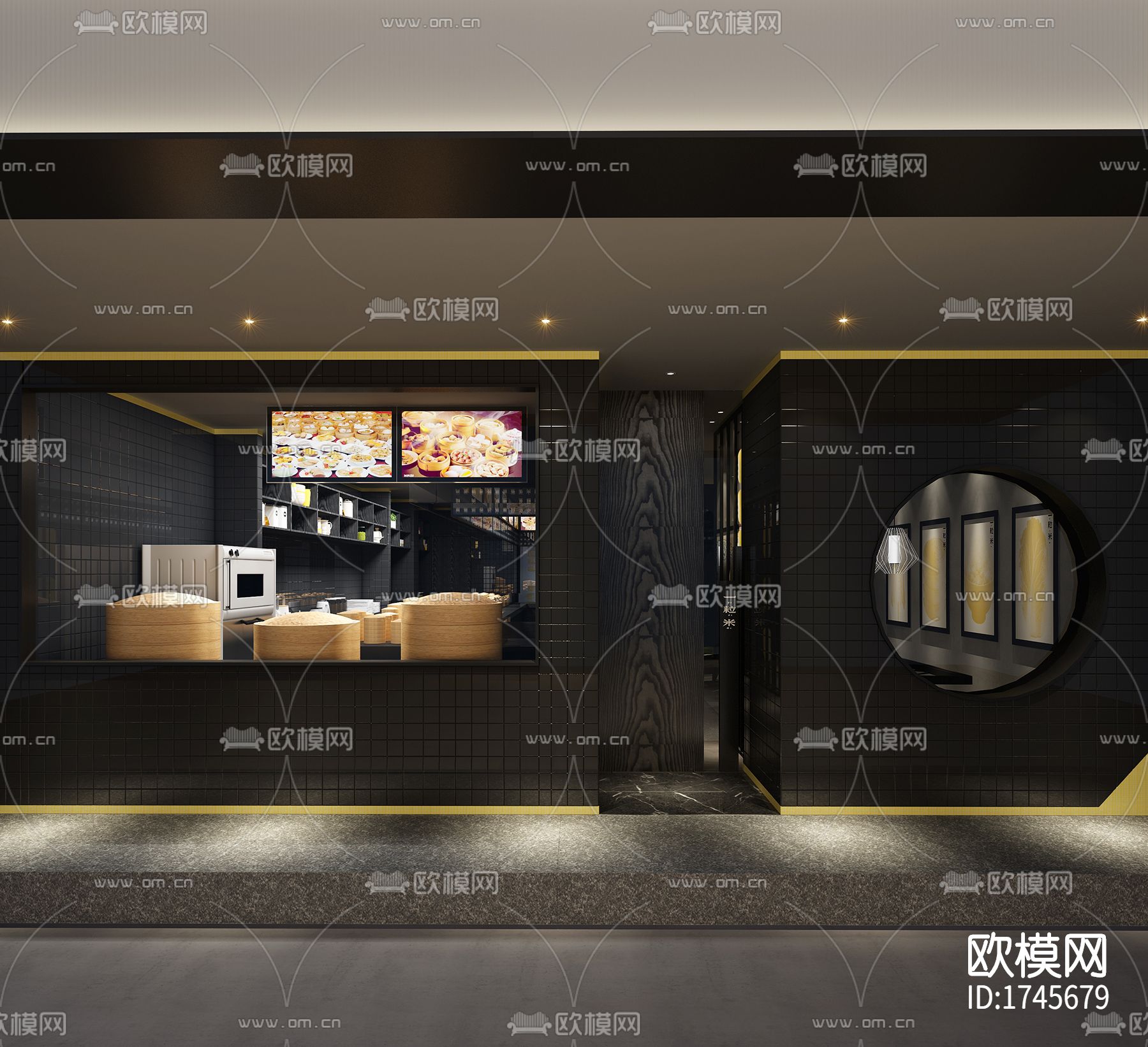 餐厅cad施工图下载（渲染图8）