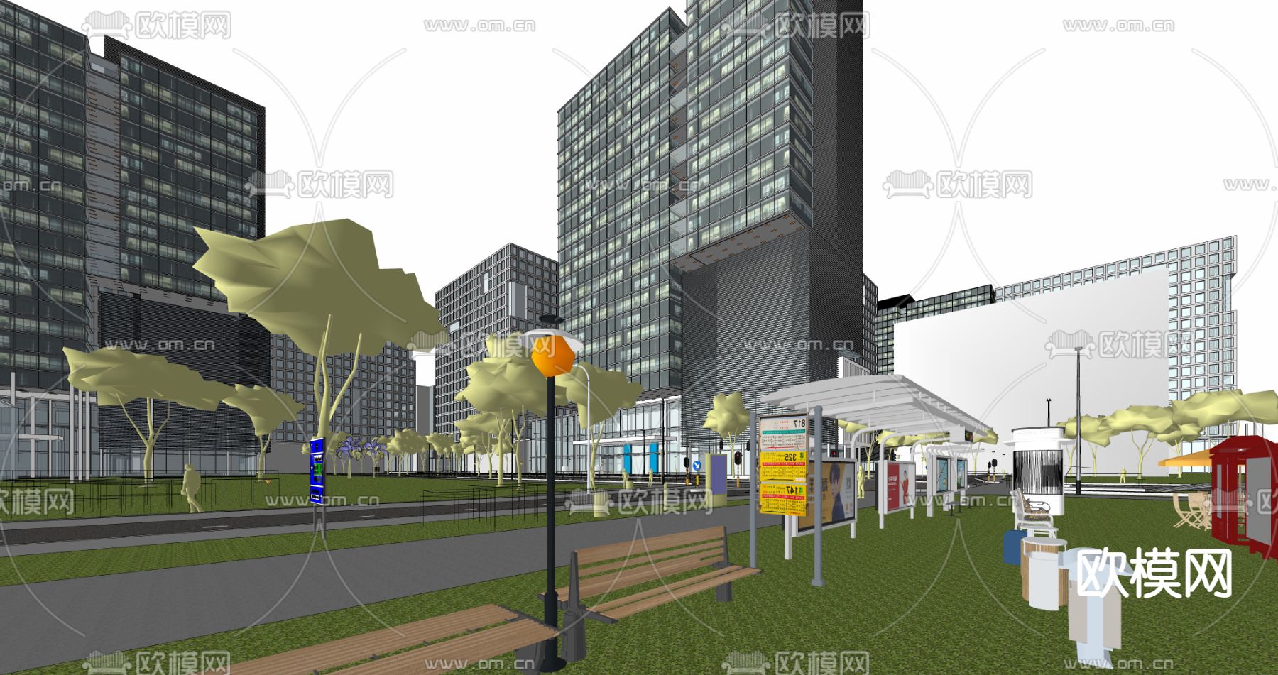 现代商业高层su模型