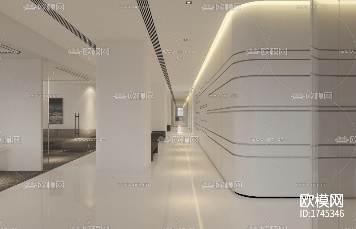 办公室cad施工图下载（渲染图7）