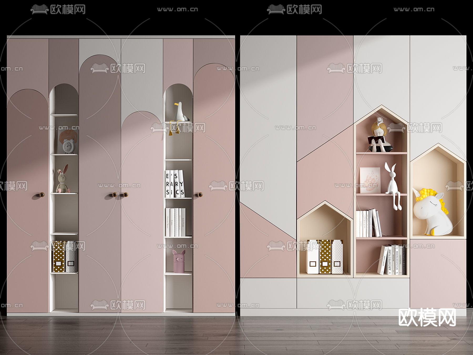 北欧儿童书柜装饰柜3d模型下载