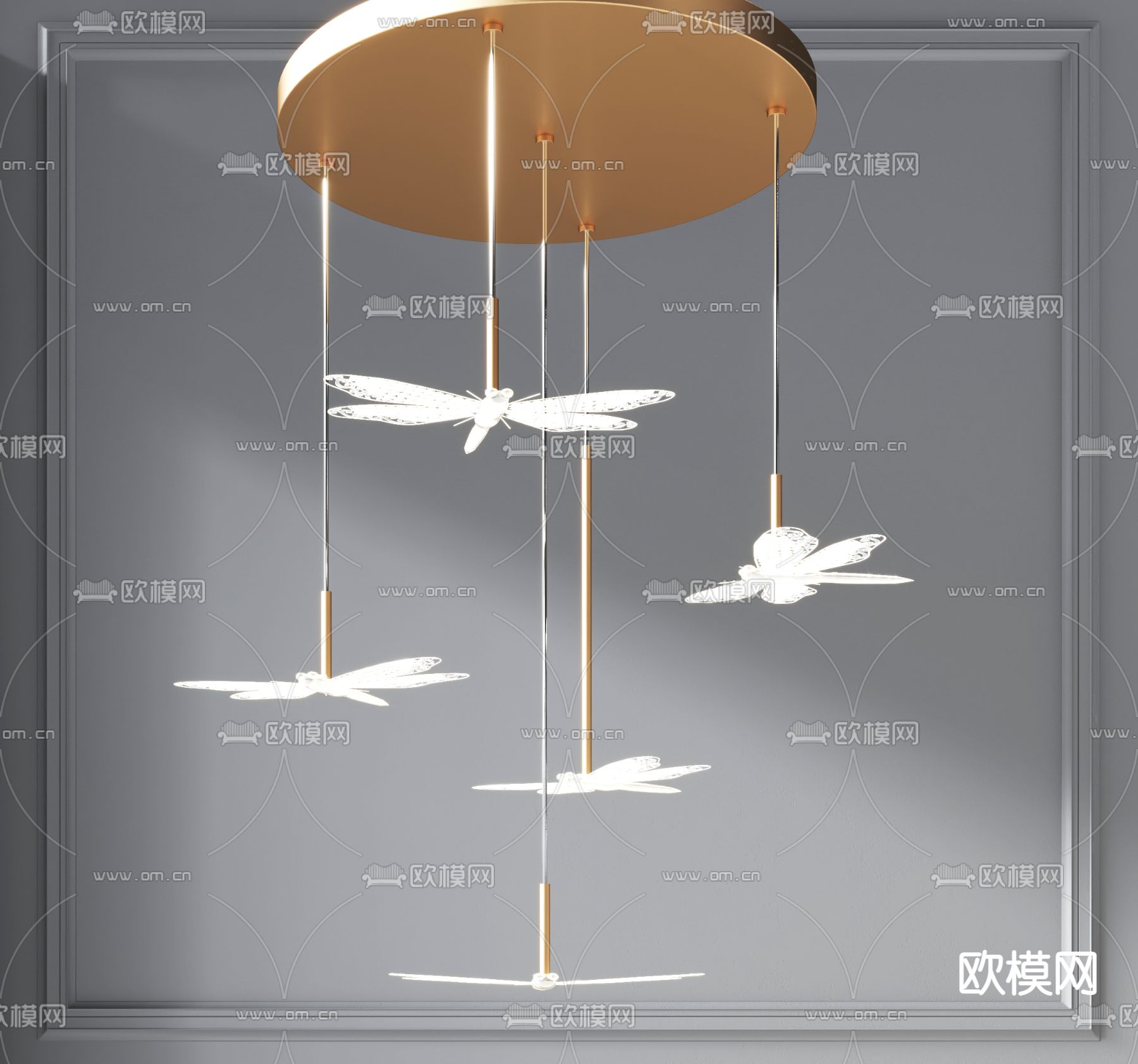 现代蜻蜓水晶吊灯3d模型