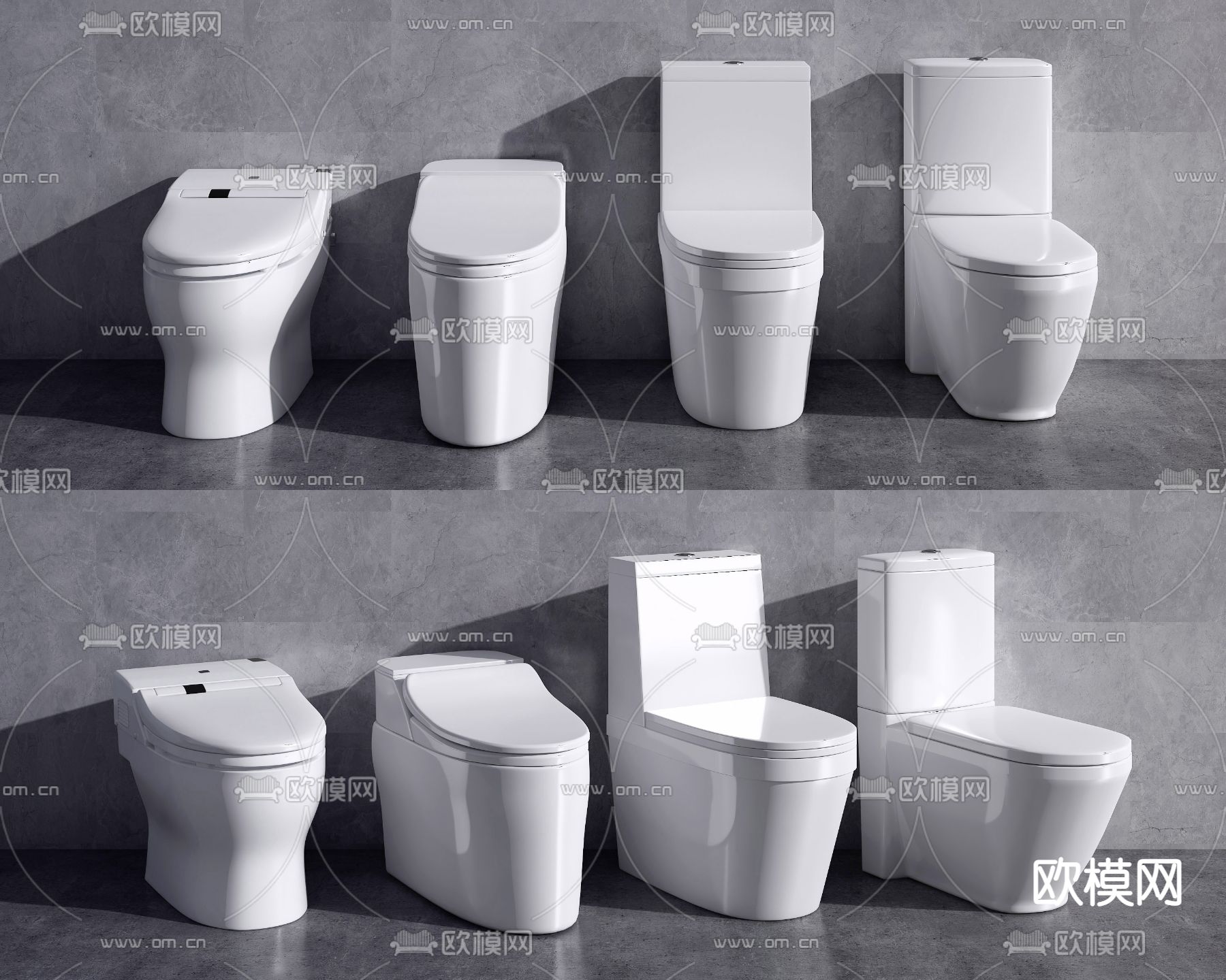 现代马桶坐便器su模型