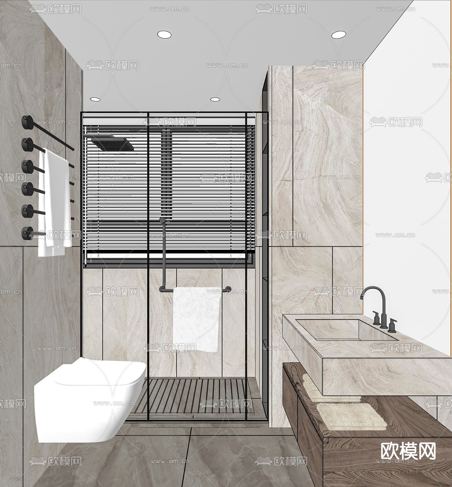 现代卫生间浴室su模型