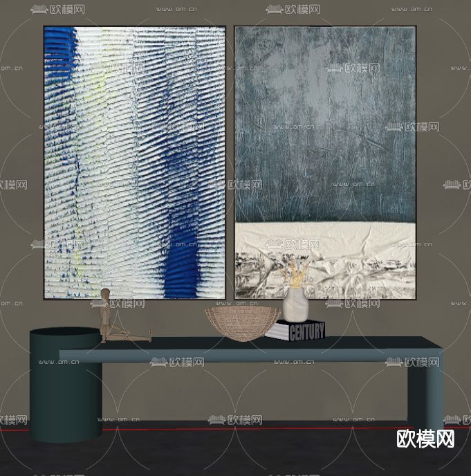 北欧装饰画su模型下载（渲染图2）