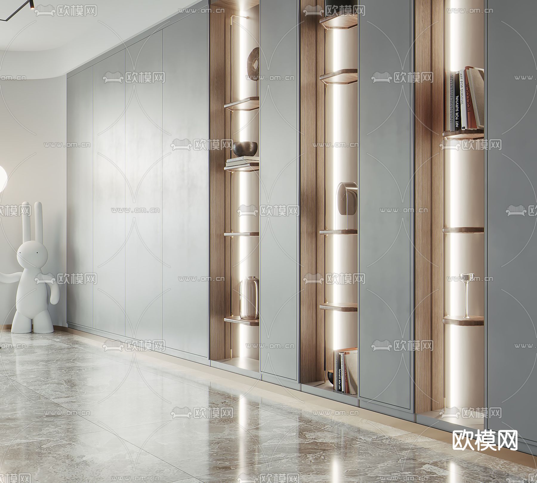 现代轻奢装饰柜3d模型下载（渲染图2）
