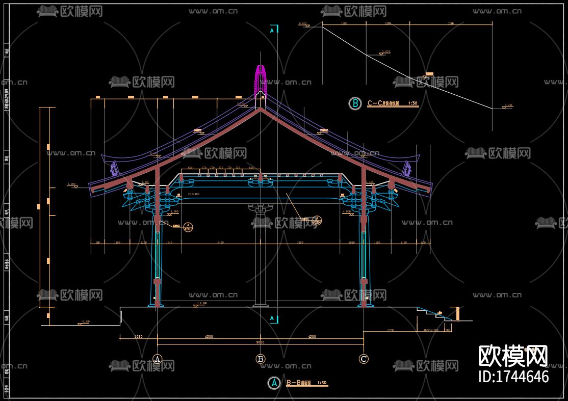 古建筑观音殿cad施工图