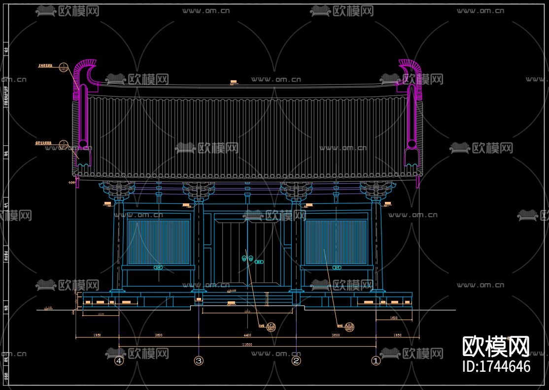 古建筑观音殿cad施工图