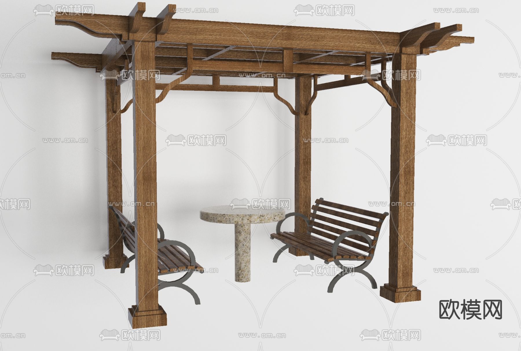 新中式园林凉亭免费3d模型下载