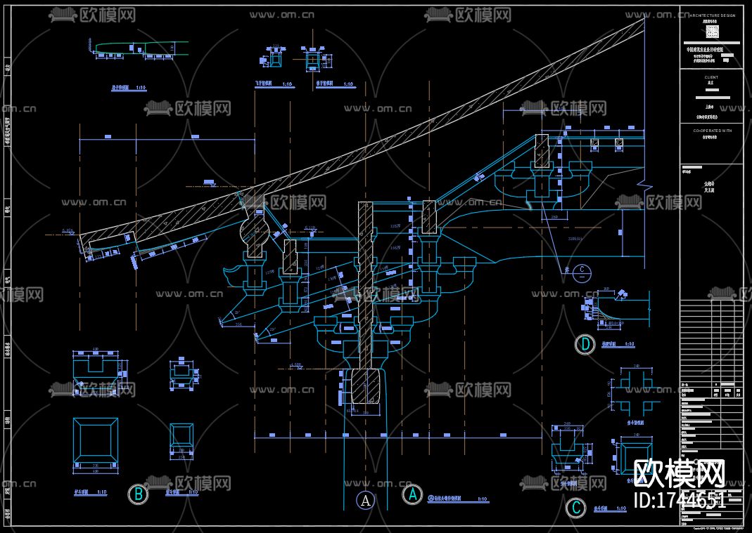 古建筑寺庙cad施工图下载（渲染图8）