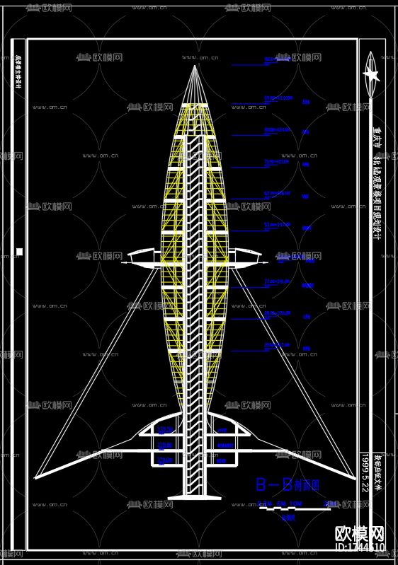 观光塔建筑cad施工图下载（渲染图3）