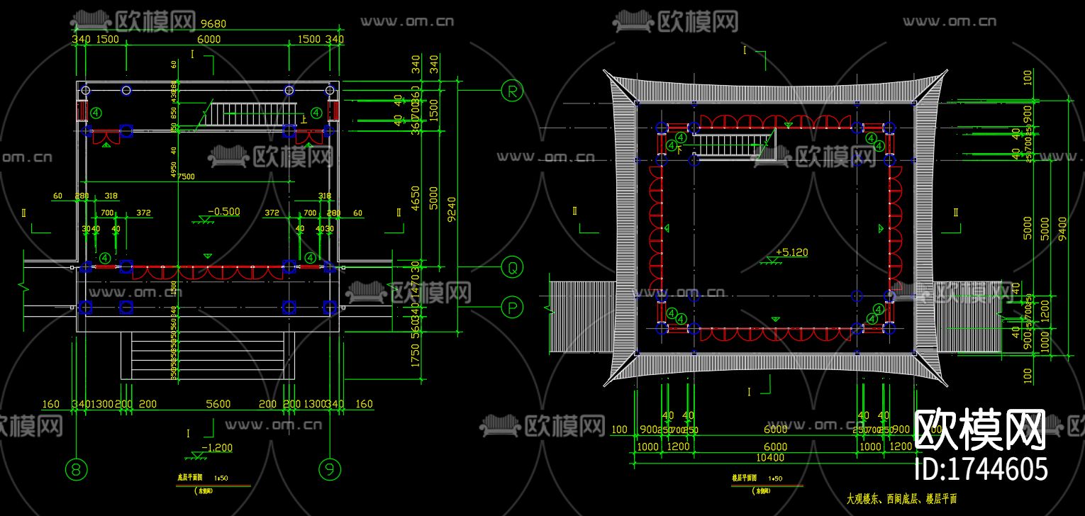 古建筑cad施工图下载（渲染图8）