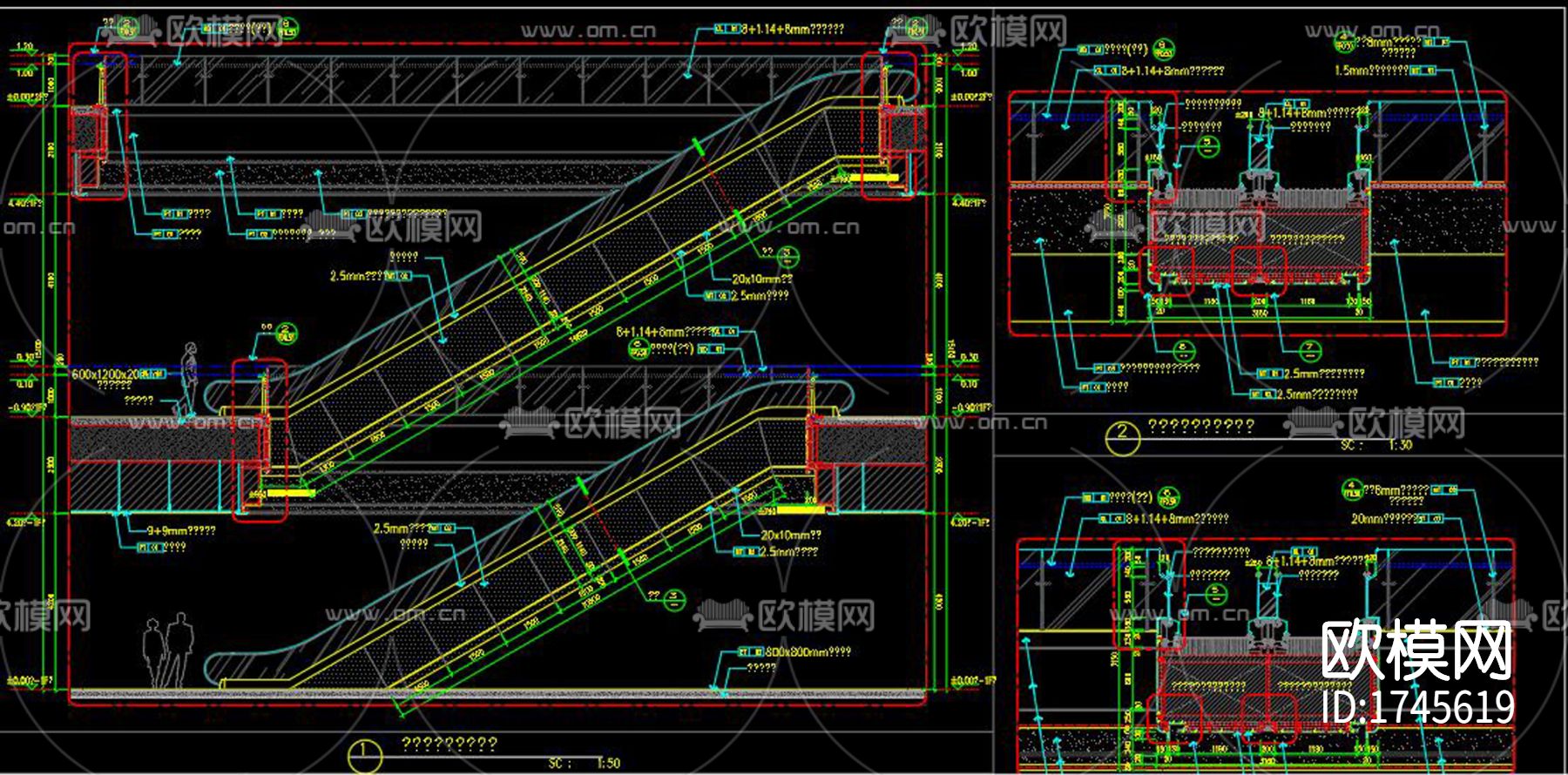 自动扶梯cad节点大样图下载（渲染图3）