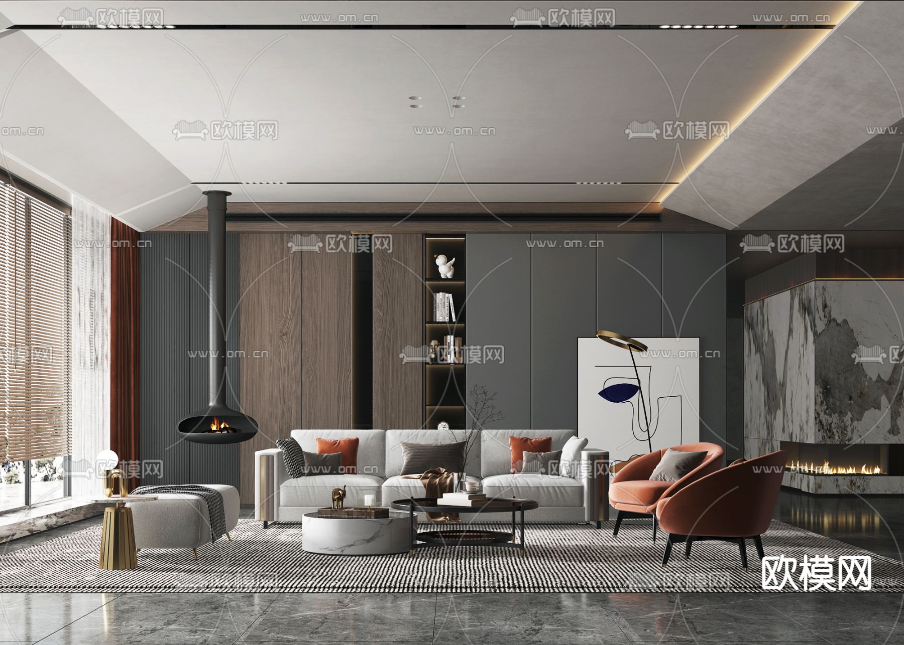 现代布艺组合沙发3d模型
