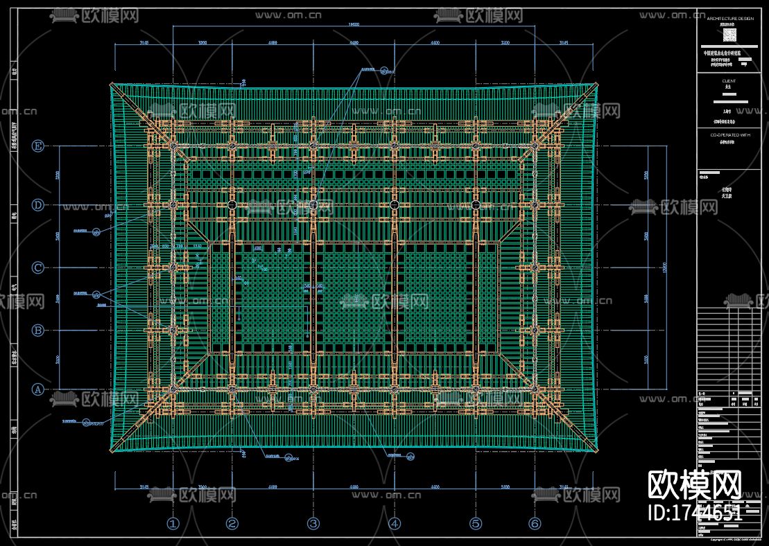 古建筑寺庙cad施工图下载（渲染图4）