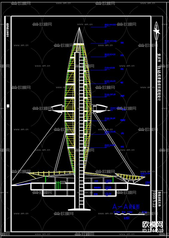 观光塔建筑cad施工图下载（渲染图2）