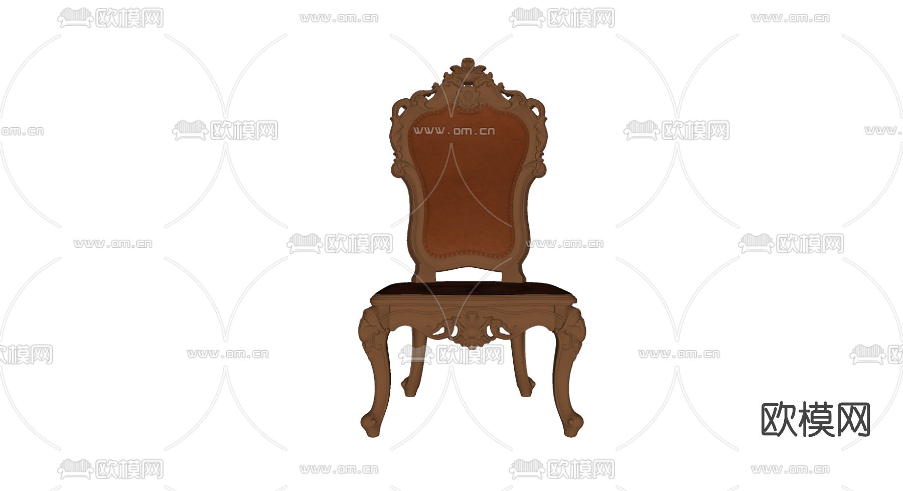 欧式古典皮革单椅su模型下载（渲染图2）