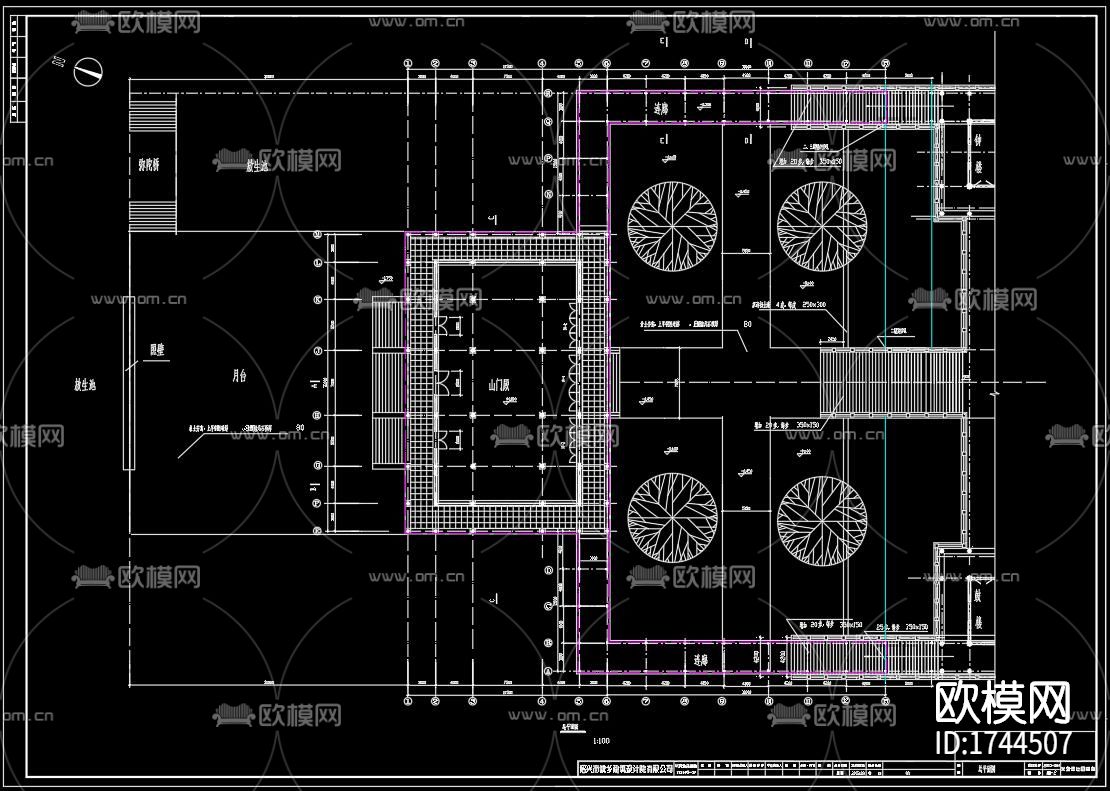 山门建筑cad施工图下载（渲染图1）