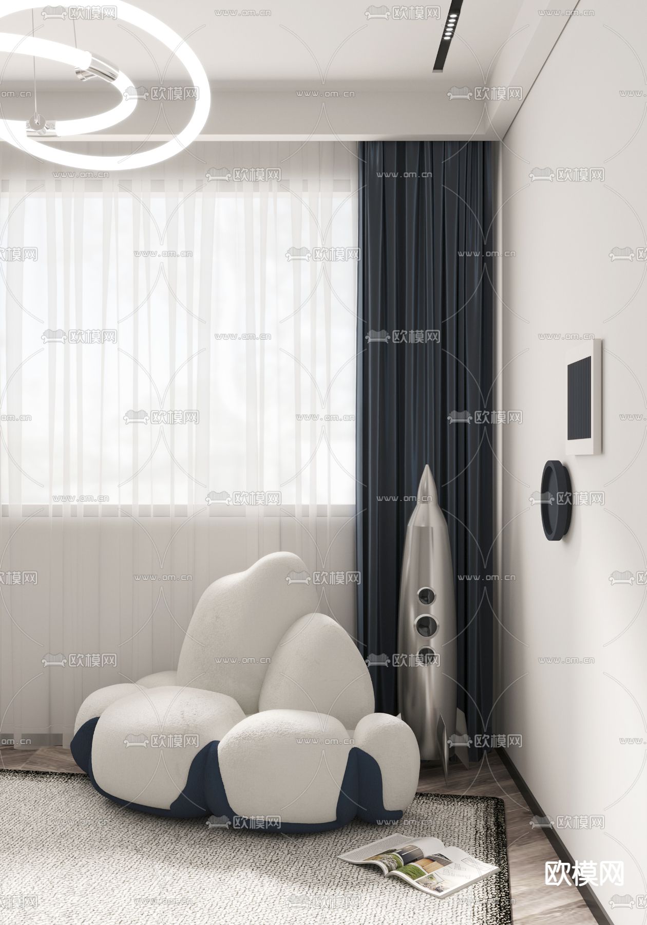 现代布艺懒人沙发3d模型下载