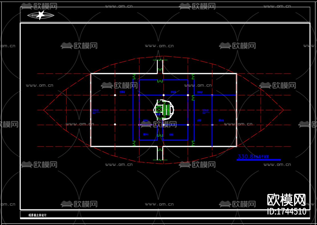 观光塔建筑cad施工图下载（渲染图5）