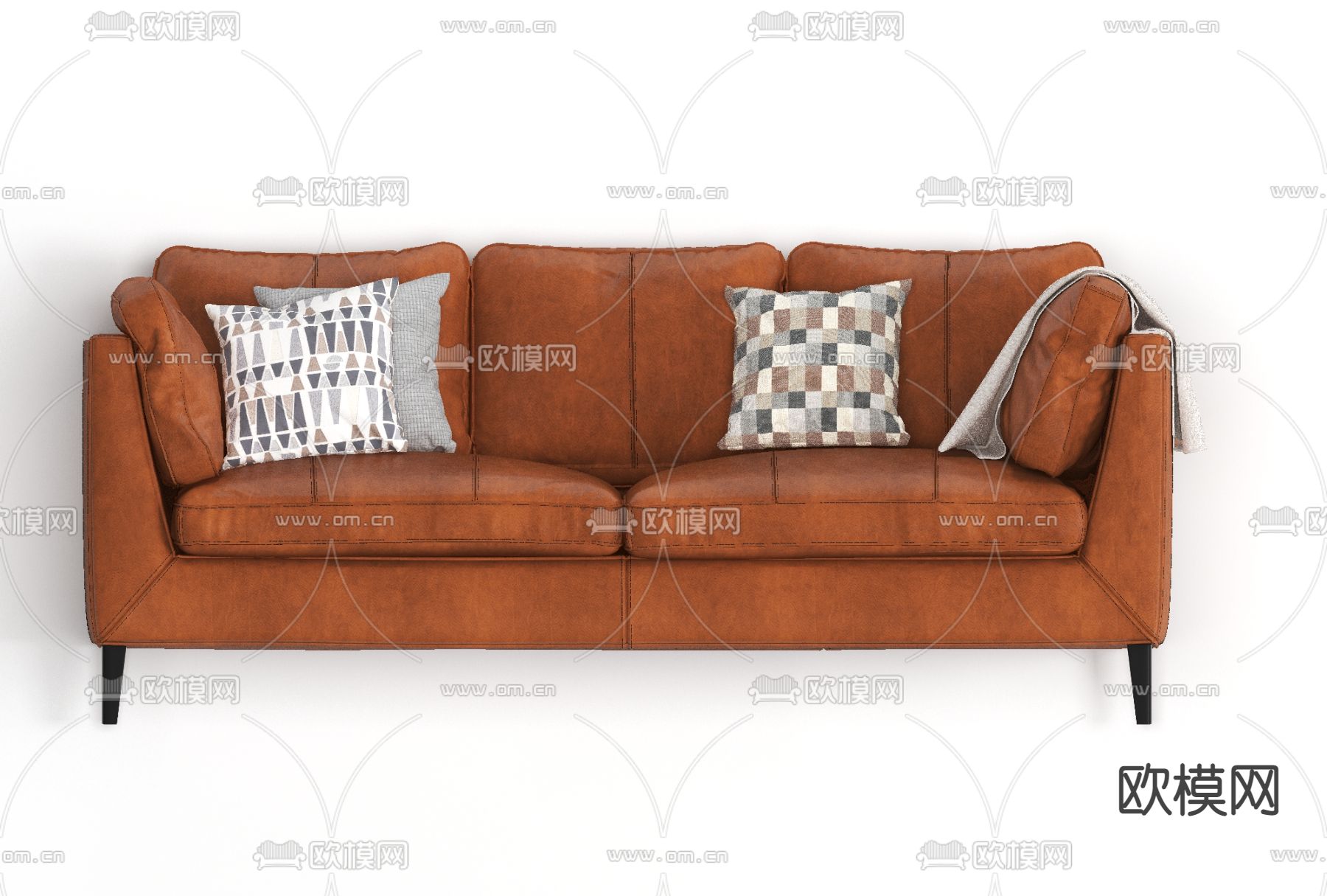 现代皮革双人沙发免费3d模型下载