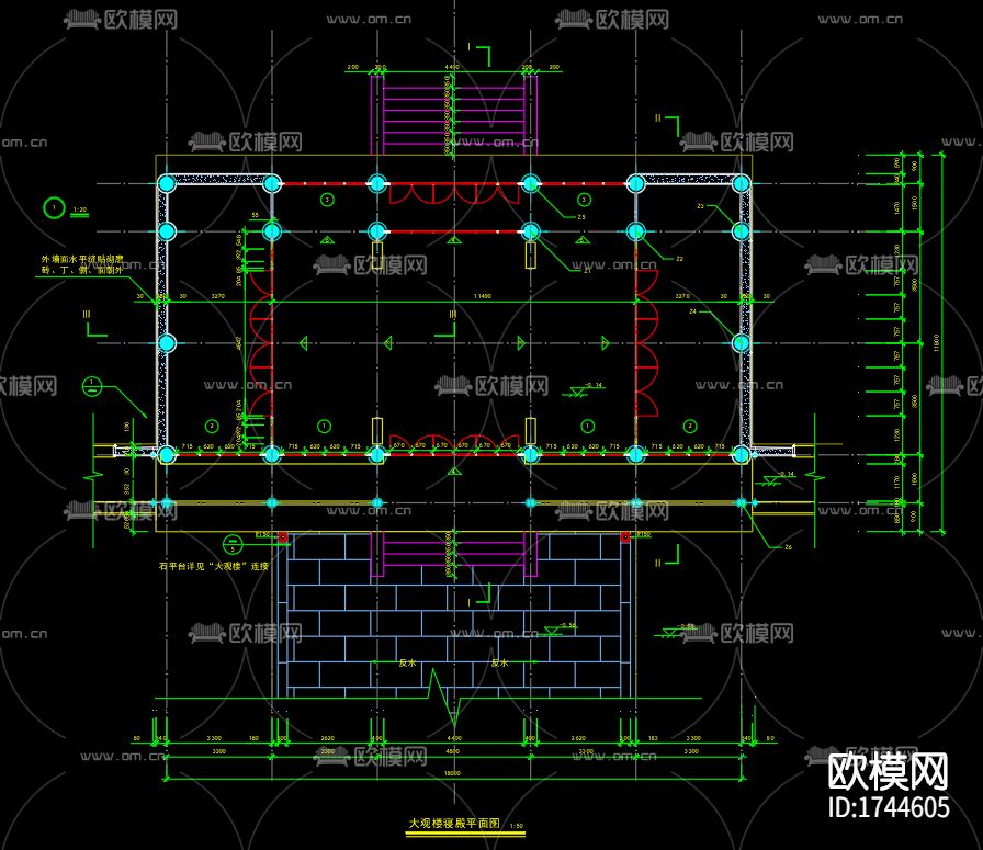 古建筑cad施工图下载（渲染图6）