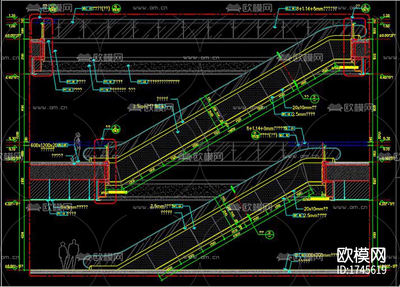 自动扶梯cad节点大样图下载（渲染图2）