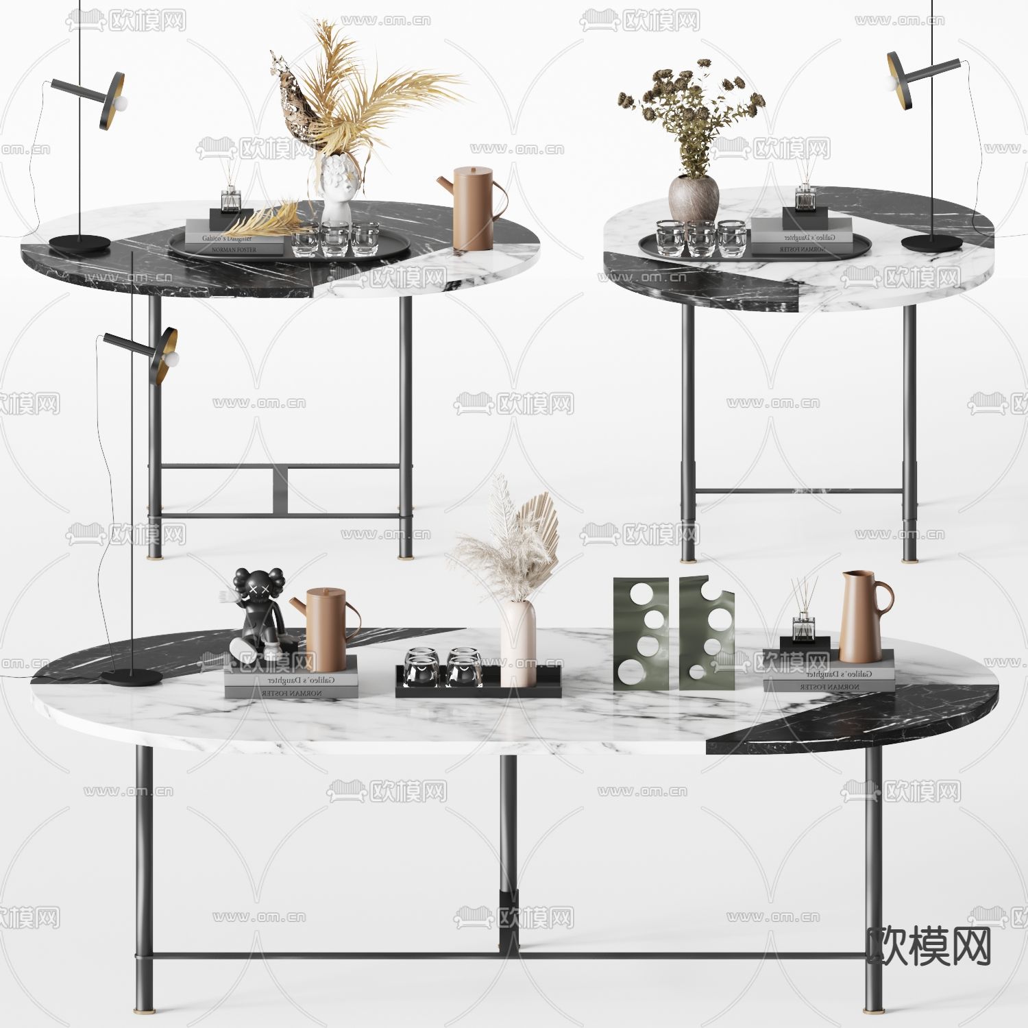 现代大理石茶几3d模型