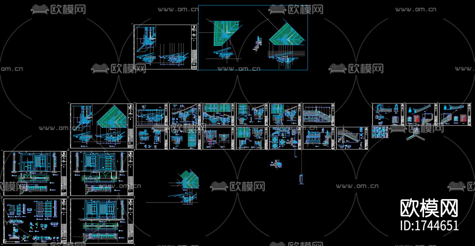 古建筑寺庙cad施工图下载（渲染图1）