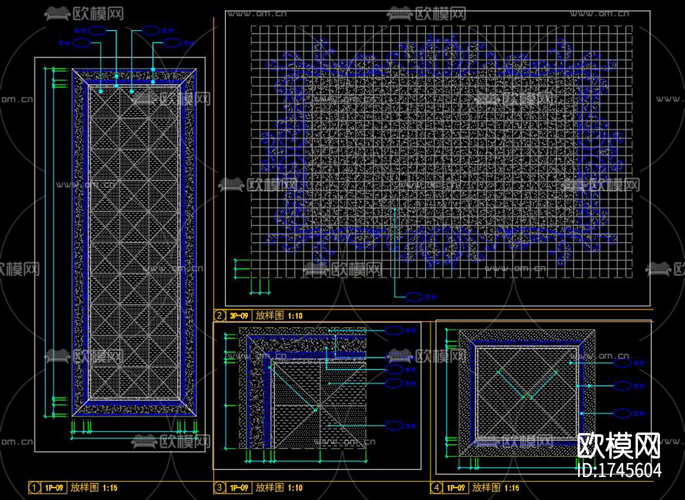 大拼花cad节点大样图下载（渲染图3）