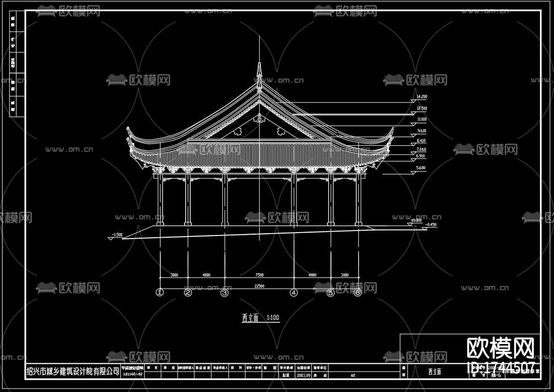 山门建筑cad施工图下载（渲染图8）