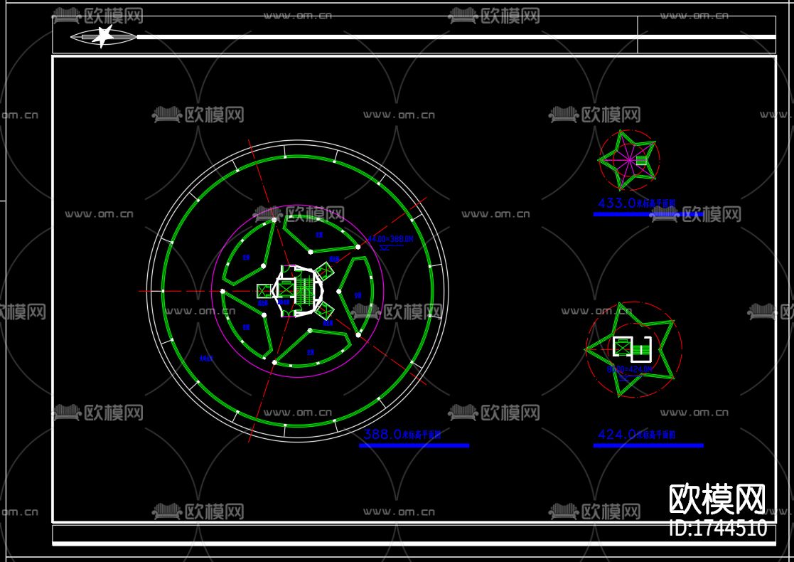观光塔建筑cad施工图下载（渲染图8）