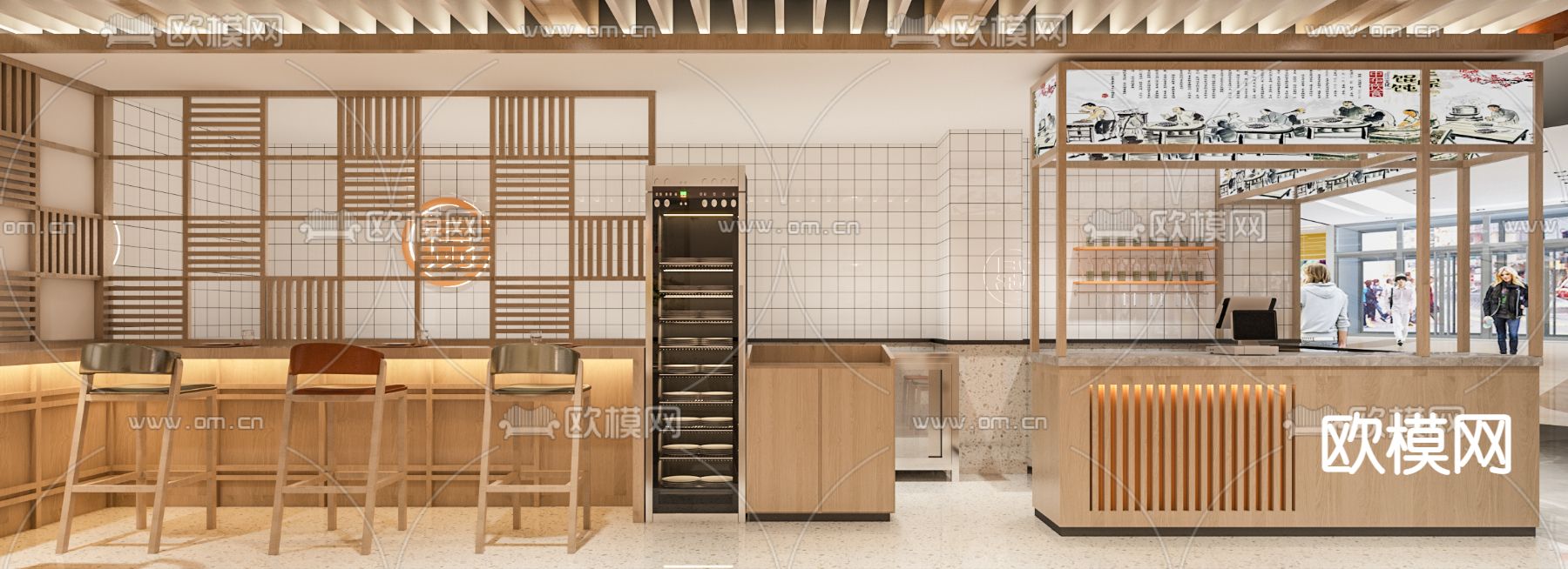 现代馄饨面店3d模型下载（渲染图2）