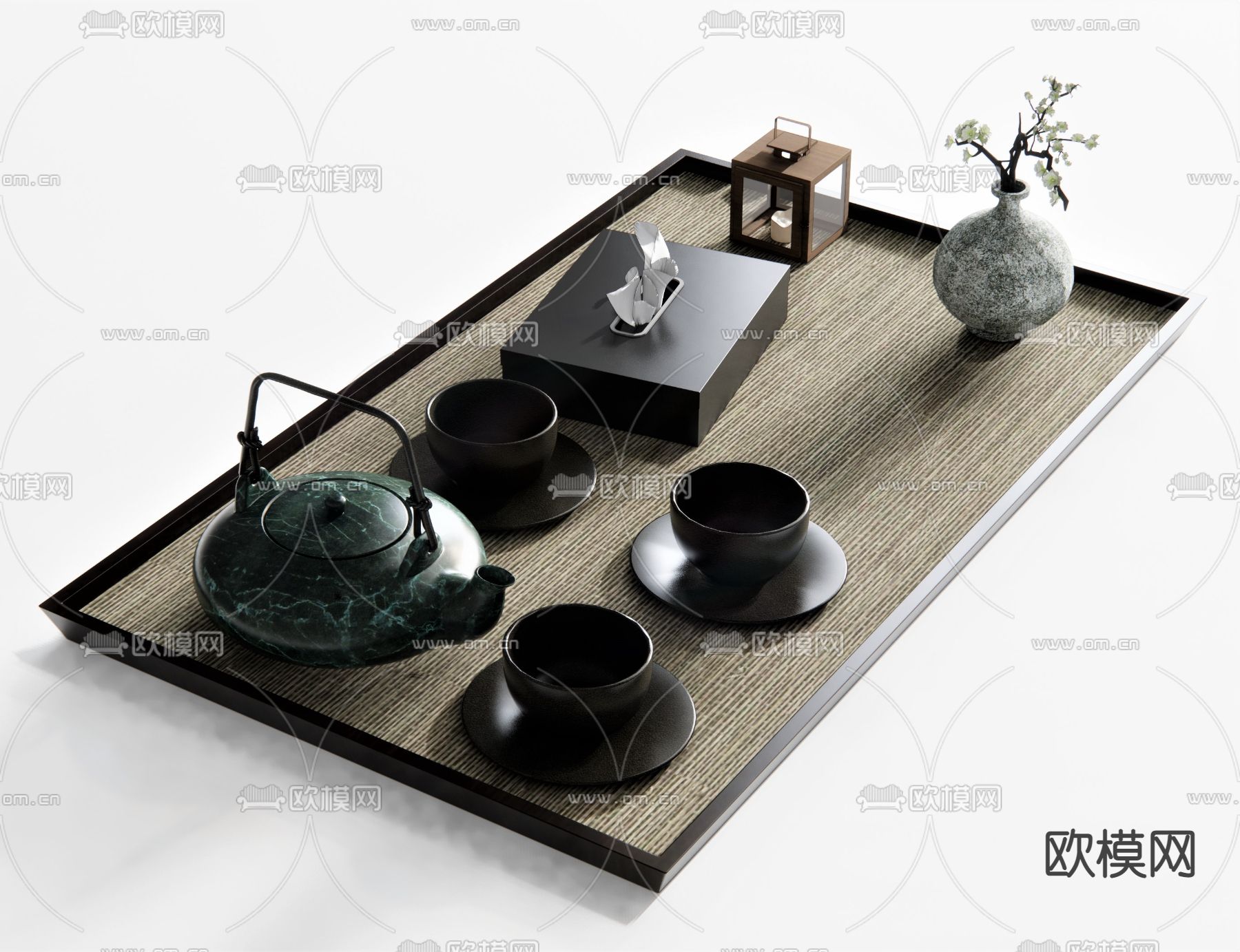 现代茶具su模型