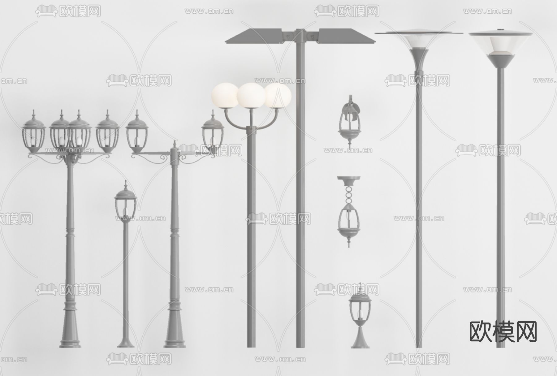 现代户外路灯免费3d模型下载