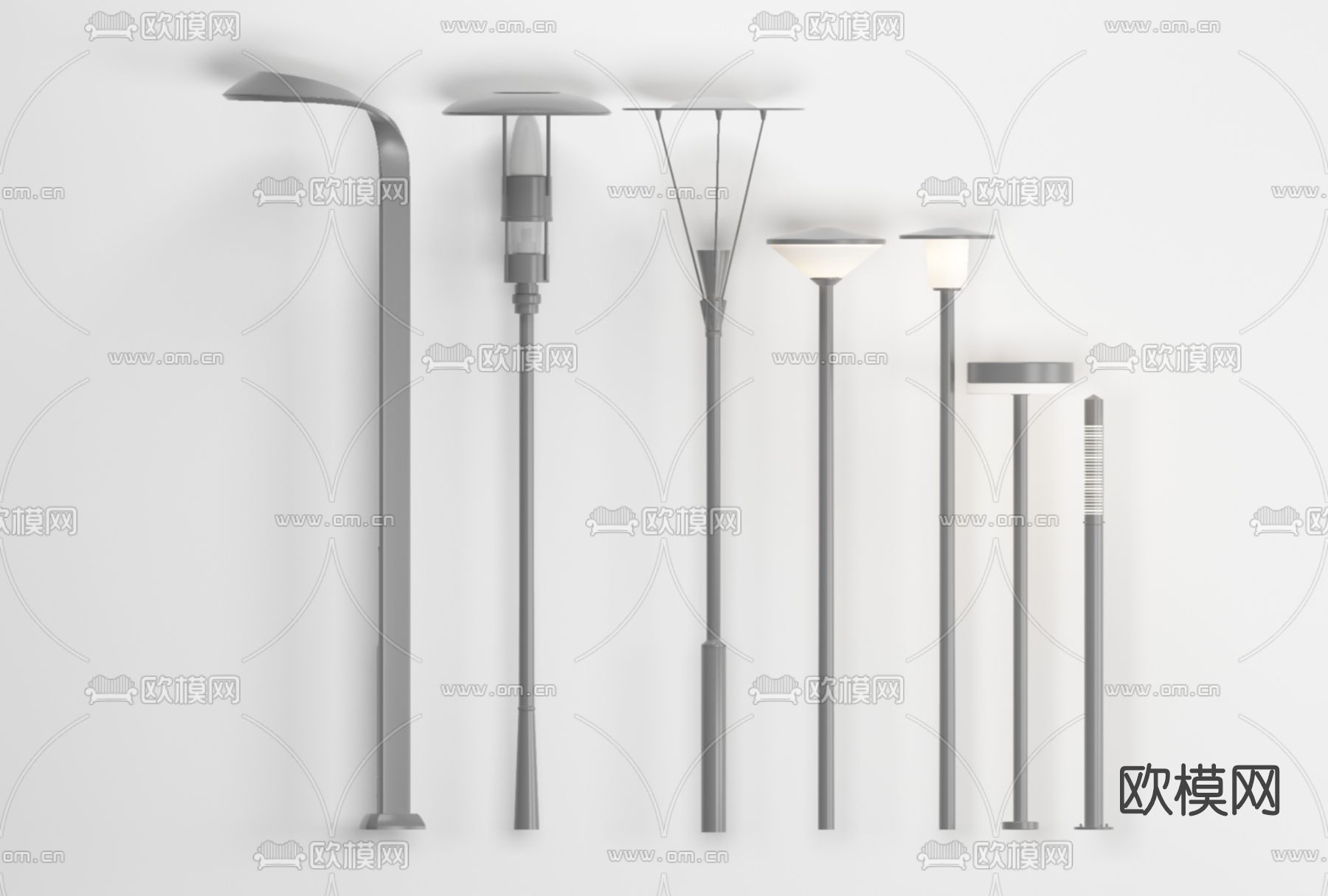 现代户外路灯免费3d模型下载