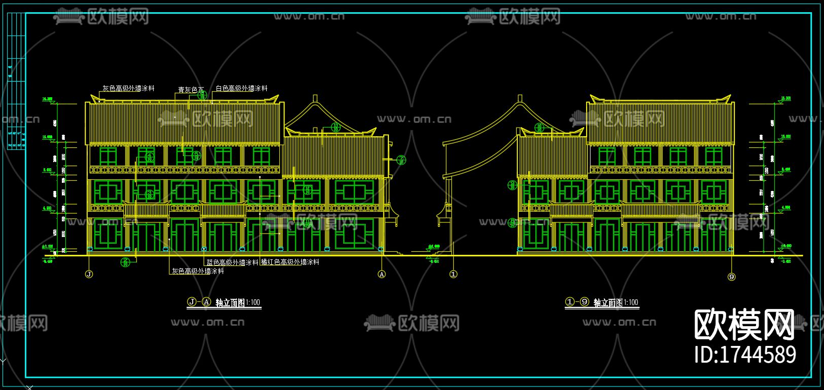 古建筑cad施工图下载（渲染图6）